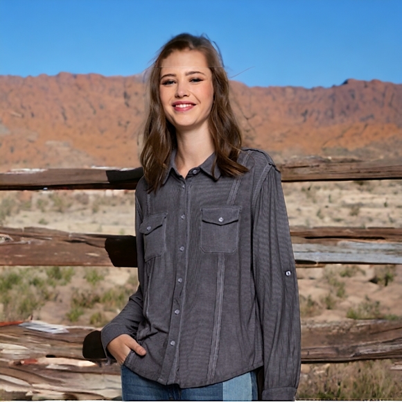 POL Tops - 90153 POL Washed Button-down Shirt